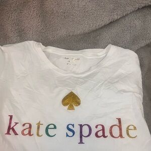 Kate Spade Kids White Tee with Glitter Logo